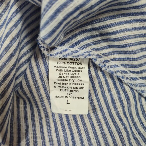 Parallel Skies Midi Shirt Dress Size Large Blue Striped Preppy Classic Cotton - Picture 7 of 7